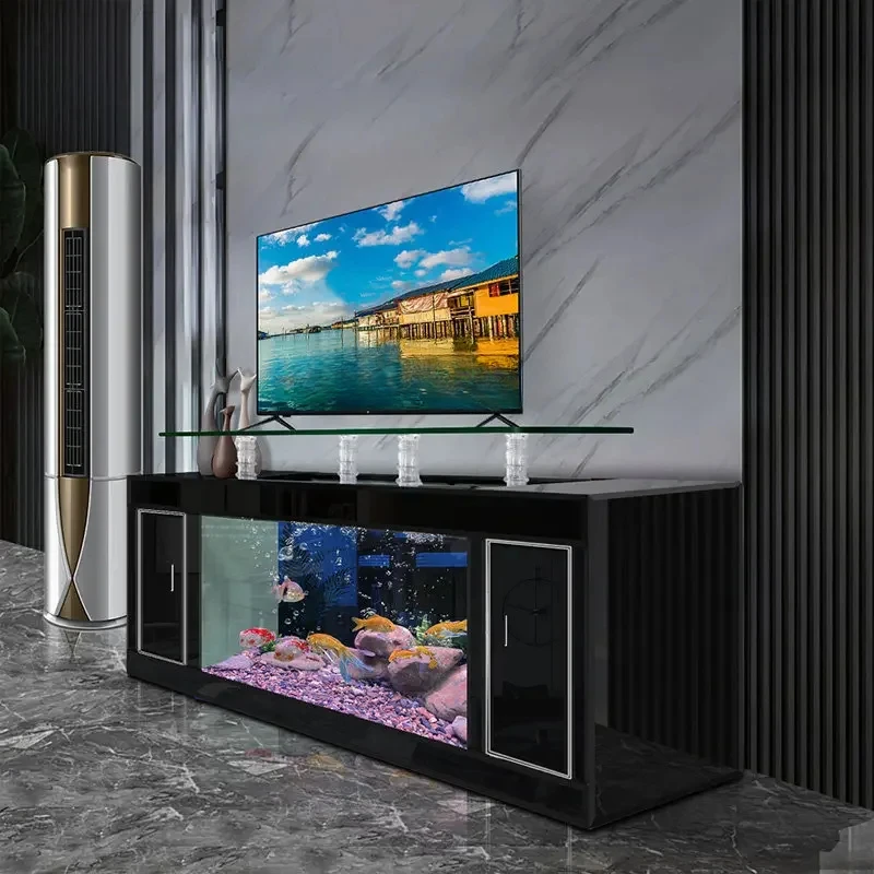 TV Cabinet Fish Tank Household Floor Large Ecological Landscaping Glass Change Water Fish Globe