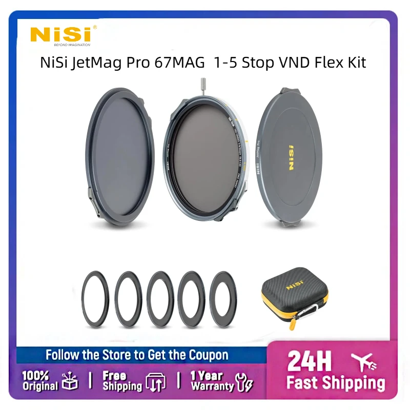 NiSi JetMag Pro Flex Kit 67MAG, True Color Variable ND 1-5 Stop, Magnetic Filter System, Front/Back Caps, 5 Adapters