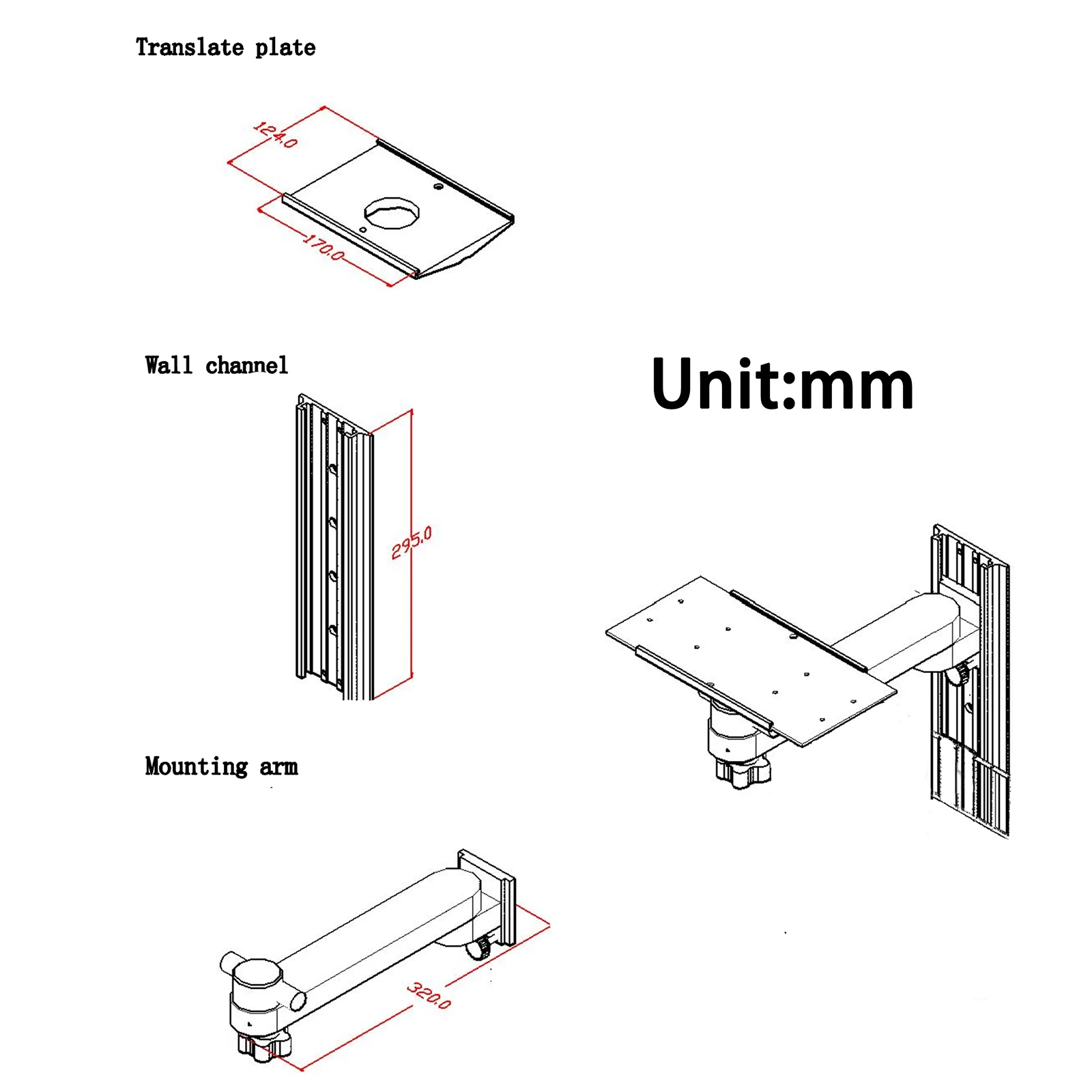 Aluminum Alloy Swivel Wall Mount Bracket, Device Monitor Stand with Storage Basket, Wall Mount Bracket for Patient Monitor