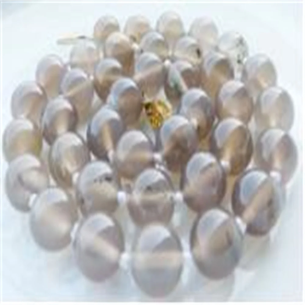 Selling jewerly New fashion 8mm gray new round loose beads necklace 18 \