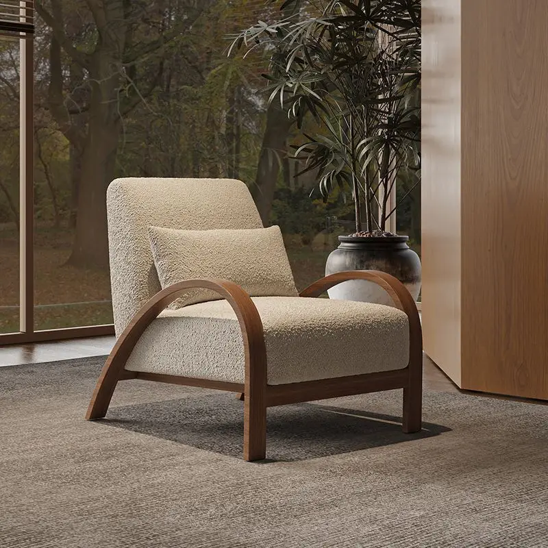 Wabi-Sabi Style Single Sofa Chair: Designer Couch for Living Room, Bedroom, and Balcony with Japanese Creamy Aesthetic