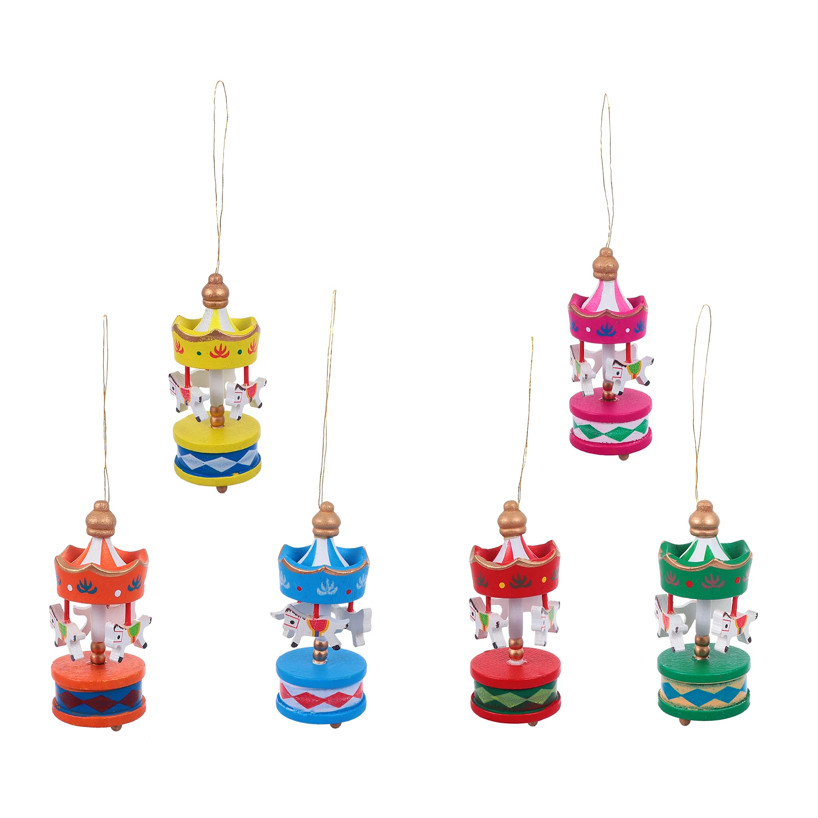 

6 pcs Carousel Decorations Merry Go Round Yellow Peach Ornaments Child Xmas Reusable Holiday Home Christmas Supplies