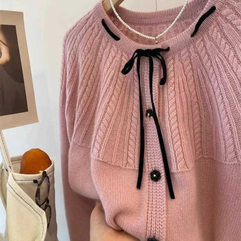 

Sweet Cardigans for Women Long Sleeve Knitted All-match Ins Korean Style College Girls Casual Soft Autumn Winter Clothing O-neck