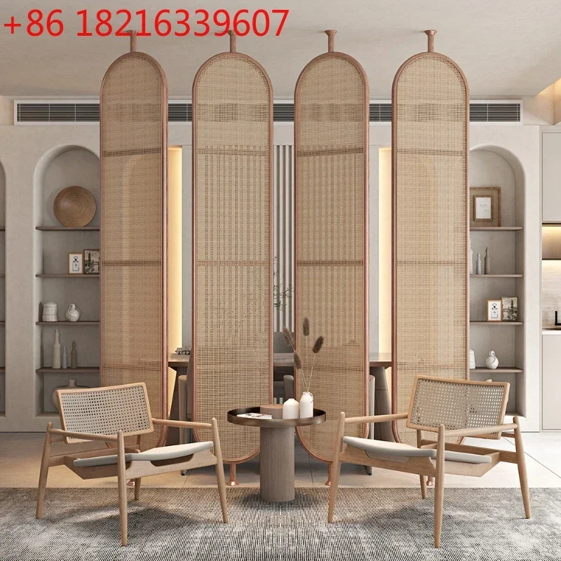Nordic Creative Solid Wood Rattan Subareas Screens Modern Minimalist Doorway Hallway Blocking Screen