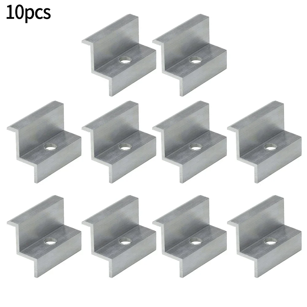 10pcs PV Solar End Clamp Adjustable Solar Panel Bracket Clamp  Photovoltaic Support For Solar Panel System Mounting Rail Access