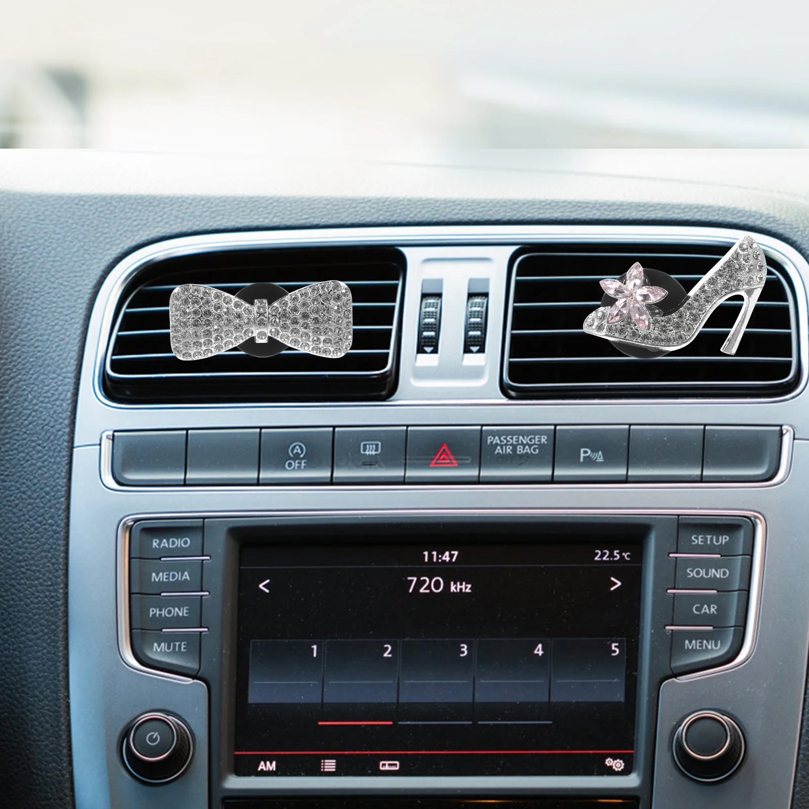 

4pcs Car Vent Clips Perfume Ornaments Fragrance Decorative Accessories Women Air Freshener High Heel Silver Pink Shoe
