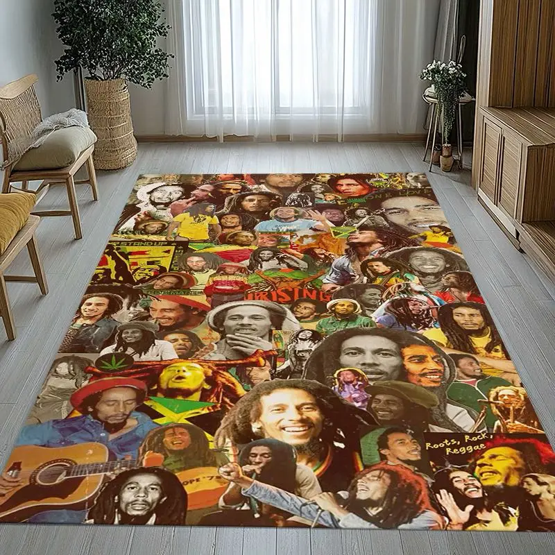 Reggae Music Bob Marley Rasta Color Soft Non-Slip Large Area Rug for Living Room,Bedroom Playroom Carpet Mat for Sofa,Home Decor