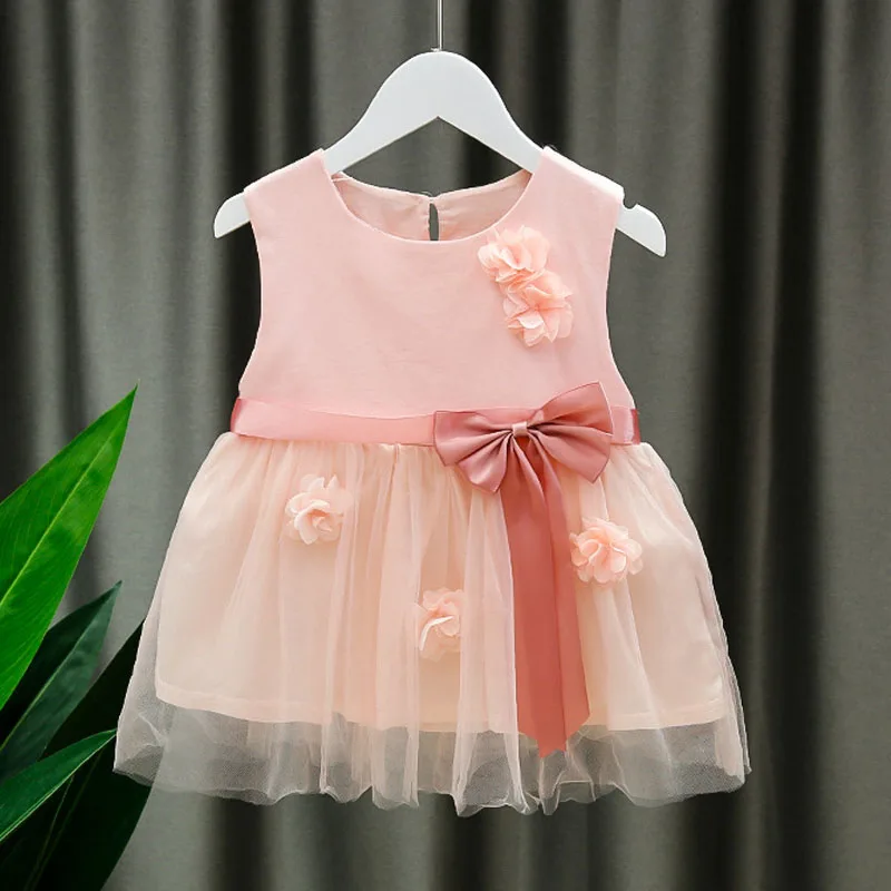 

0-3Y Baby Girl Dress Clothes Birthday Party Princess Costume Flower Bow Wedding Ball Gown Outfit Toddler Girl Clothes A1052