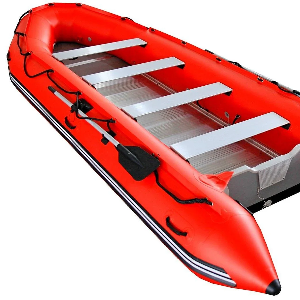 

Inflatable Canoe rubber boat fishing boat 4.3m / 14ft aluminium bottom boat 10 person