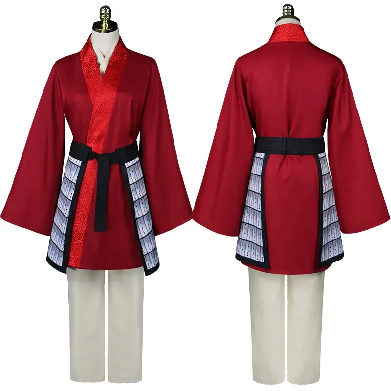 4 Stück Mulan Kostüm Frauen Erwachsenen Kind Prinzessin Soldaten Krieger Hanfu chinesische traditionelle weibliche Heldin Kleid Uniform Cosplay Set