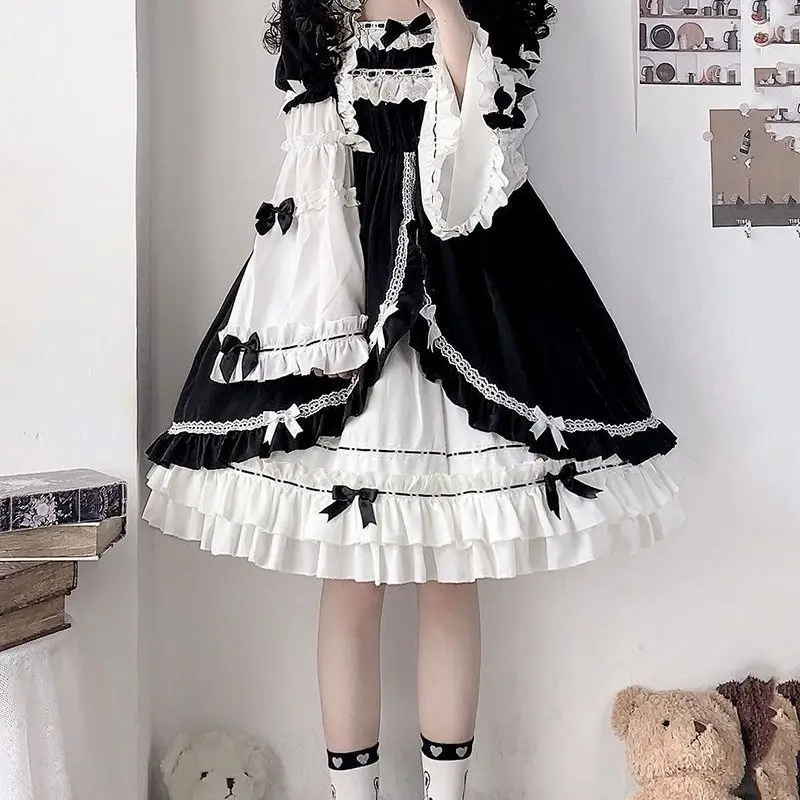 

Платье MAGOGO White Night Aurora в стиле Лолита, темный готический костюм горничной