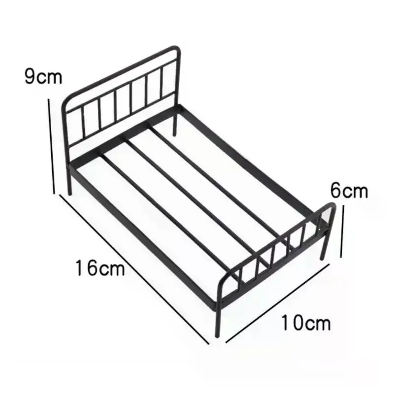 1 個 1:12 ドールハウスミニチュア鉄人形ベッドモデルミニ人形家具シミュレーションベッド寝室 DIY アクセサリーおもちゃ