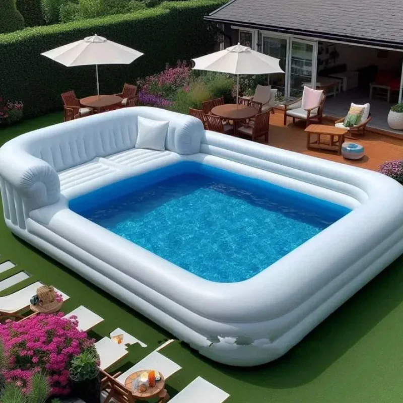 Luxury Rectangle Inflatable Sofa for Swimming Pools Home Garden Family Entertainment Relaxing Privacy Yard