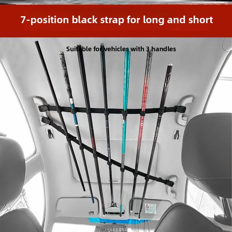 Car Roof Fishing Rod Holder Mounting Bracket Sea Rod Mountable Car Top Strap Magic Tape Top Support Travel Gear Fishing Gear