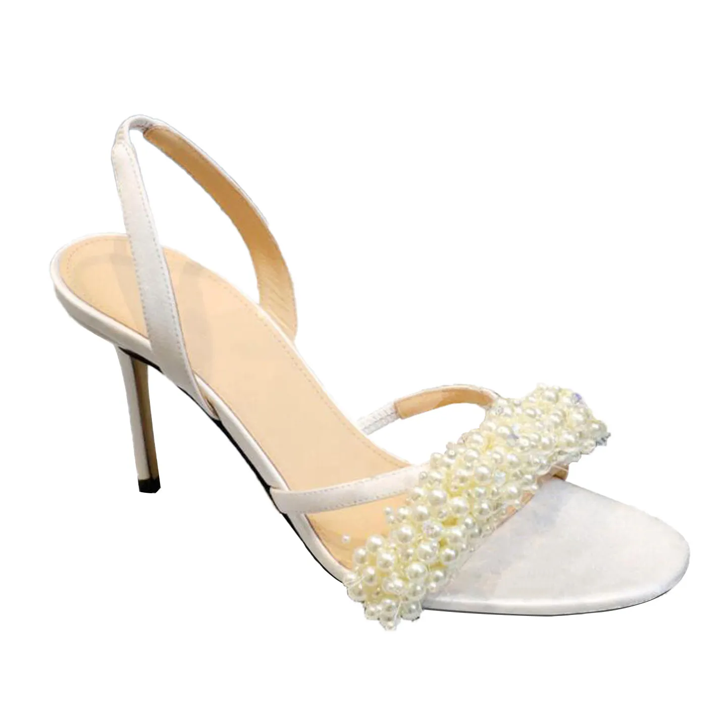 2026 Summer New Elegant Pearl One Strap Open Toe Round Toe High Heel Sandals Women Sexy Versatile Thin Heels view 5