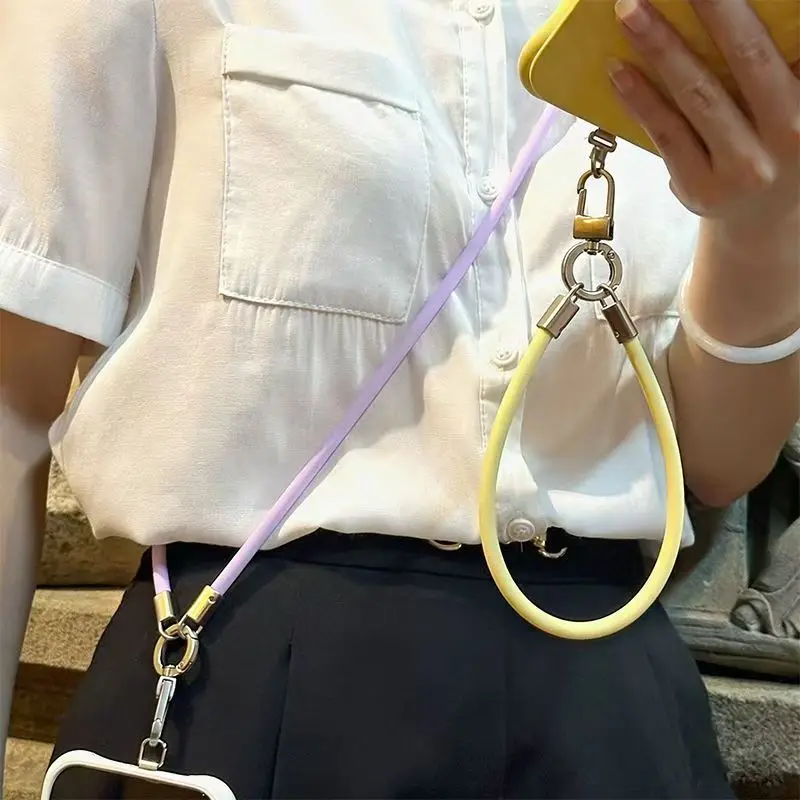6mm silicone Crossbody Phone Strap Anti-Theft & Ant-Drop Wrist Phone Lanyard with with Strap Card, safety neck phone lanyard