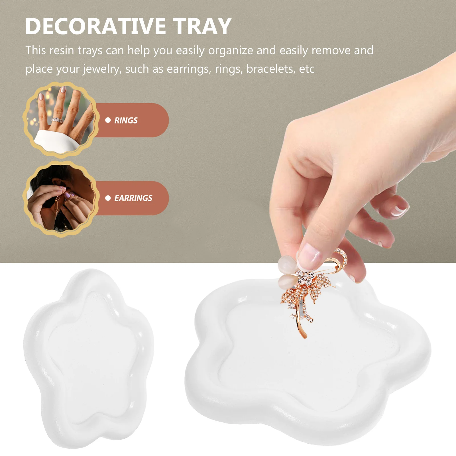 

Sturdy Resin Jewelry Storage Plate Multi Functional Organizer Tray for Dresser Decorative Tray with Exquisite Craftsmanship
