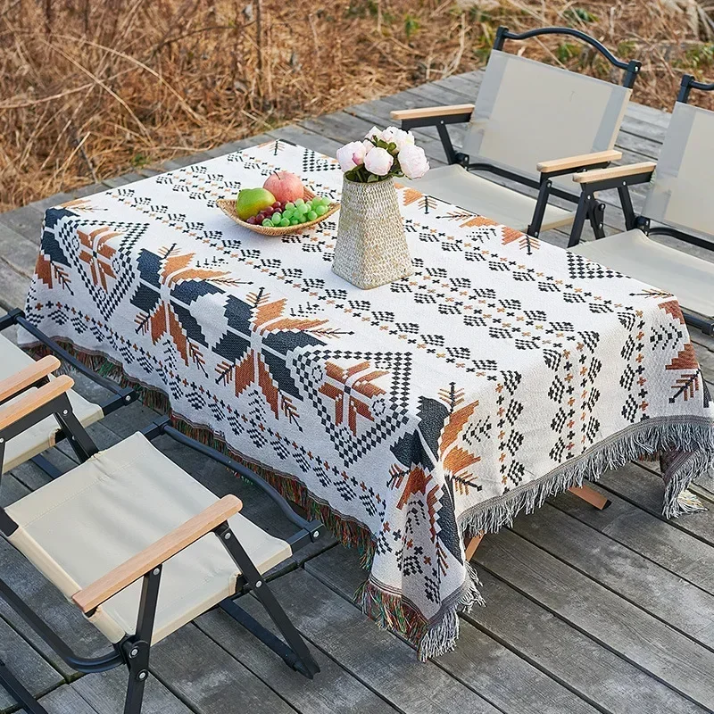 

Bohemian Style Picnic Mat Camping Tablecloth Outdoor Lawn Moisture-proof Floor Mat Tent Equipment Blanket Thickened