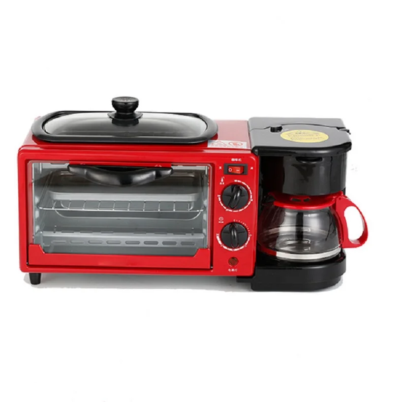 3-in-1 Family Size Breakfast Station Machine, with 600ML Drip Coffee Maker, Nonstick Griddle, 9L Toaster Oven