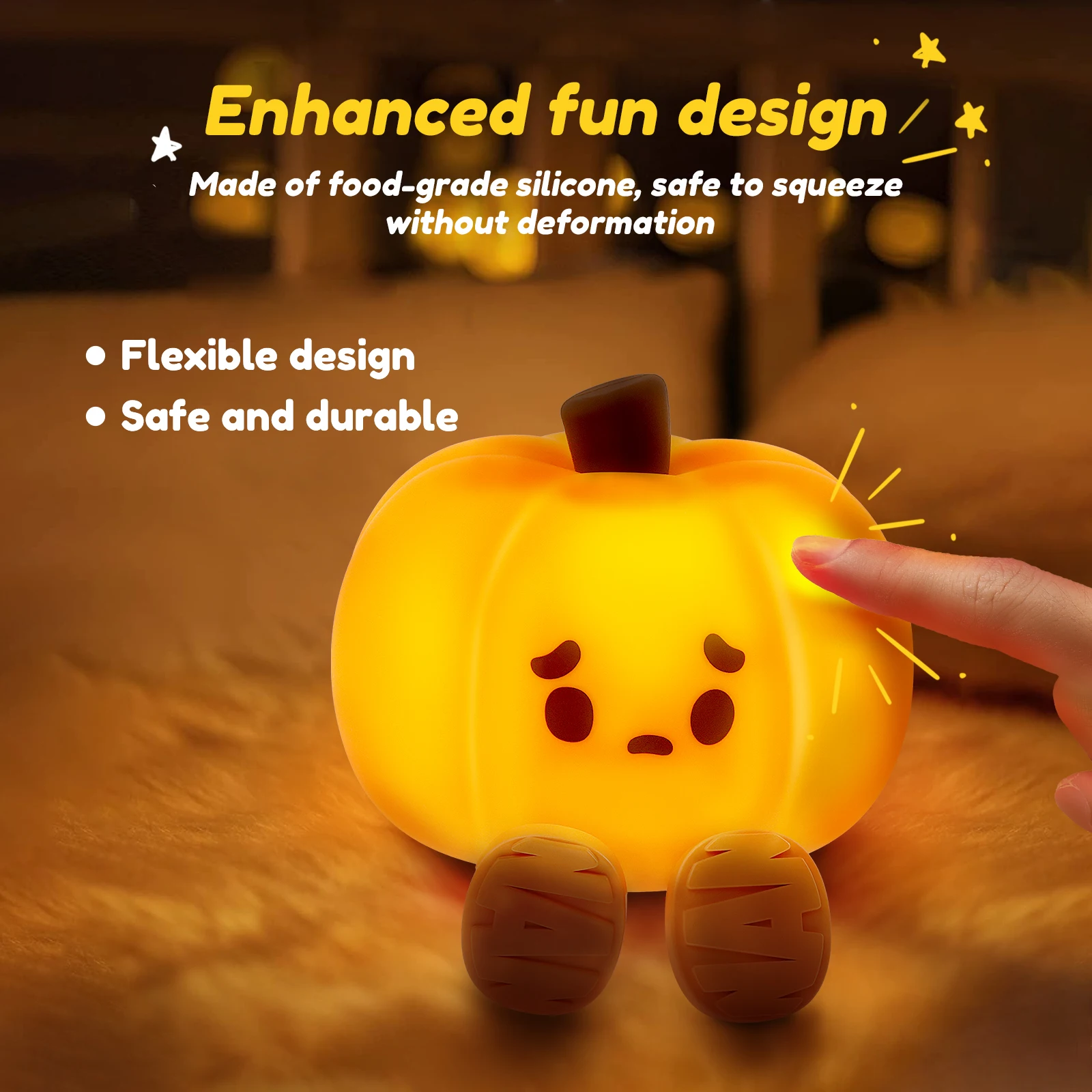 Pumpkin Night Lights Silicone Pumpkin Night Light Non Slip Night Light Multi Functional Night Light Mobile Phone Stand