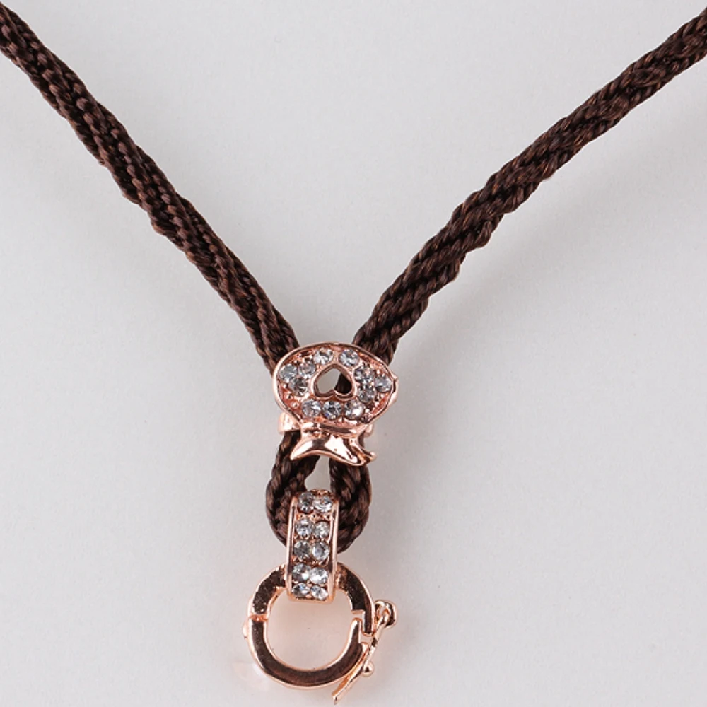 1PC Adjustable Rose Gold Heart Shaped Hand Woven Semi Finished Universal Buckle Necklace Hanging Rope Used For Various Pendants