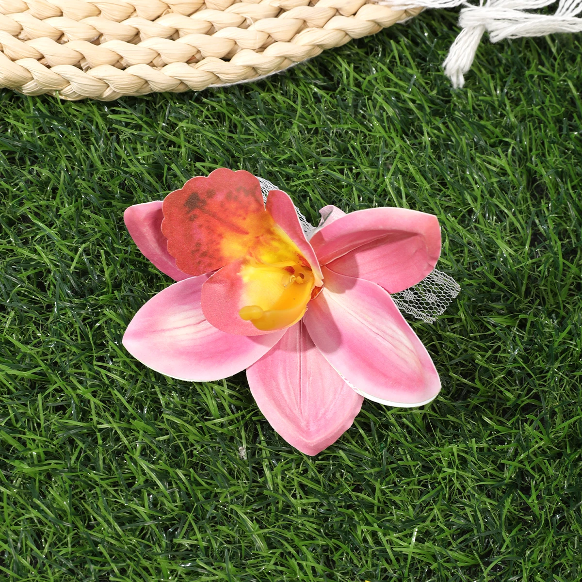 AWAYTR Mesh Calyx Orchidee Blume Haarnadeln Niedliche Blumen Kopfbedeckung Romantische Haarschmuck Mädchen Seitlicher Pony Clip Süße Haarspangen