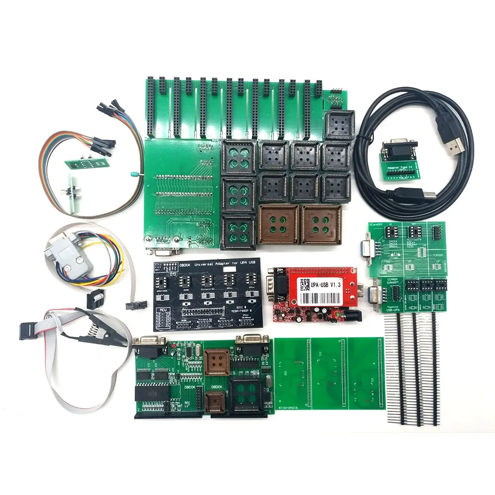 2023 UPA USB V1.3 Full Kit 1.3 Universal Adapter UUPA TMS NEC Eeprom Board 8 Soic Jumper Connector Cable ECU Clip Key Programmer