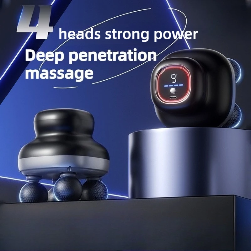 

4-heads Mini Massage Gun Professional Powerful High Frequency Vibration Fascia Machine Gun High-quality Deep Electric Massage