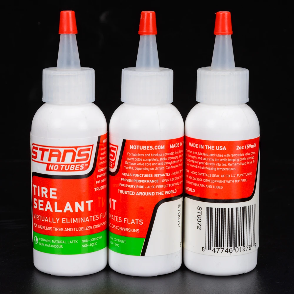 Stan\'s Bicycle Tire Sealant Tubeless 2 Ounce Bottle Natural Materials Seals Quickly