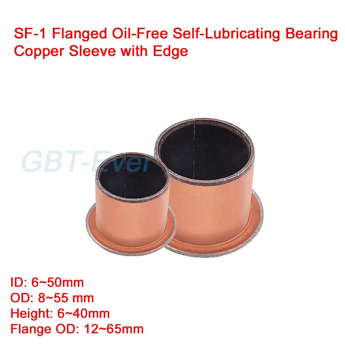 1~10Pcs SF-1 Flanged Oil-Free Self-Lubricating Bearings Copper Sleeve with Edge ID 6-50mm OD 8-55mm Height 6-40mm Wear Resistant