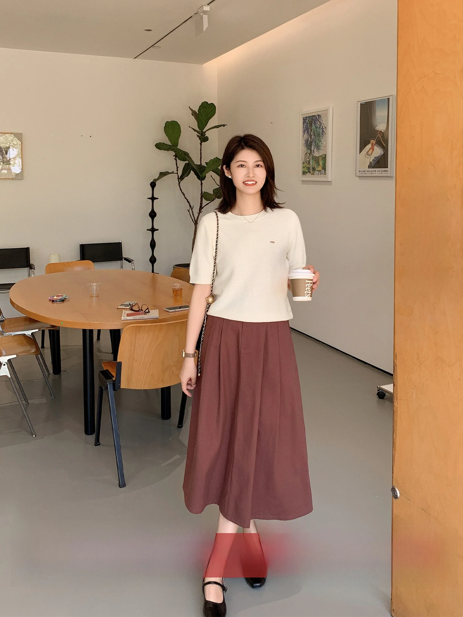 

Юбка А-силуэта с высокой талией, осенняя, красная, в стиле ретро, из полиэстера, для повседневной носки, размеры 2-6.