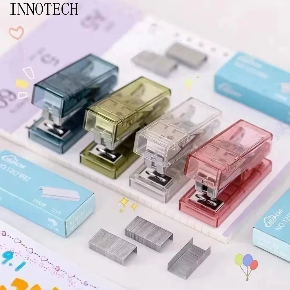 Mini Mini Stapler with 1000 Staples Multifunction Office Binding Tools Transparent Portable Paper Binder Set Paper Binding