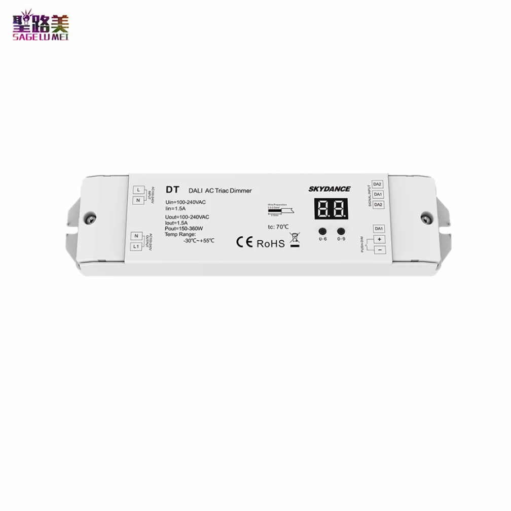 AC 1 Channel Triac DALI Dimmer DT AC110V-230V 150-360W Max 1.5A Numeric Display For LED Dimmable Lamp Halogen Incandescent Light