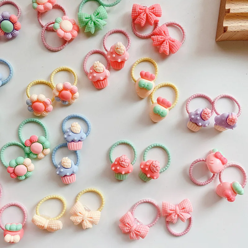 

40Pcs/Lot Sweet Hair Band Girls Hair Ties Bows Elastic Rubber Band Flower Fruit Animal Scrunchies Baby Kids Hair Accessories