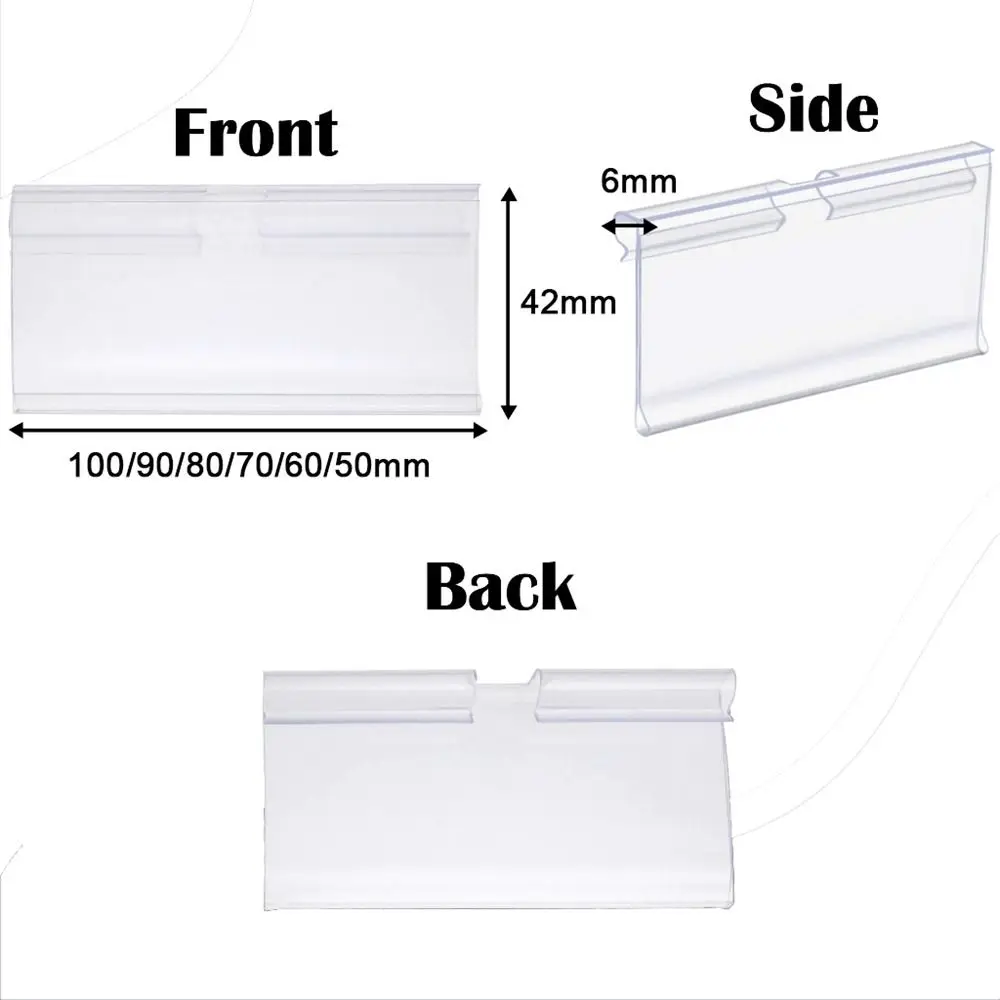 50PCS Price Tag Display Holders Merchandise Labels Glass Supermarket Retail Shelf Card Slot Pharmacy Label Display Sidebar