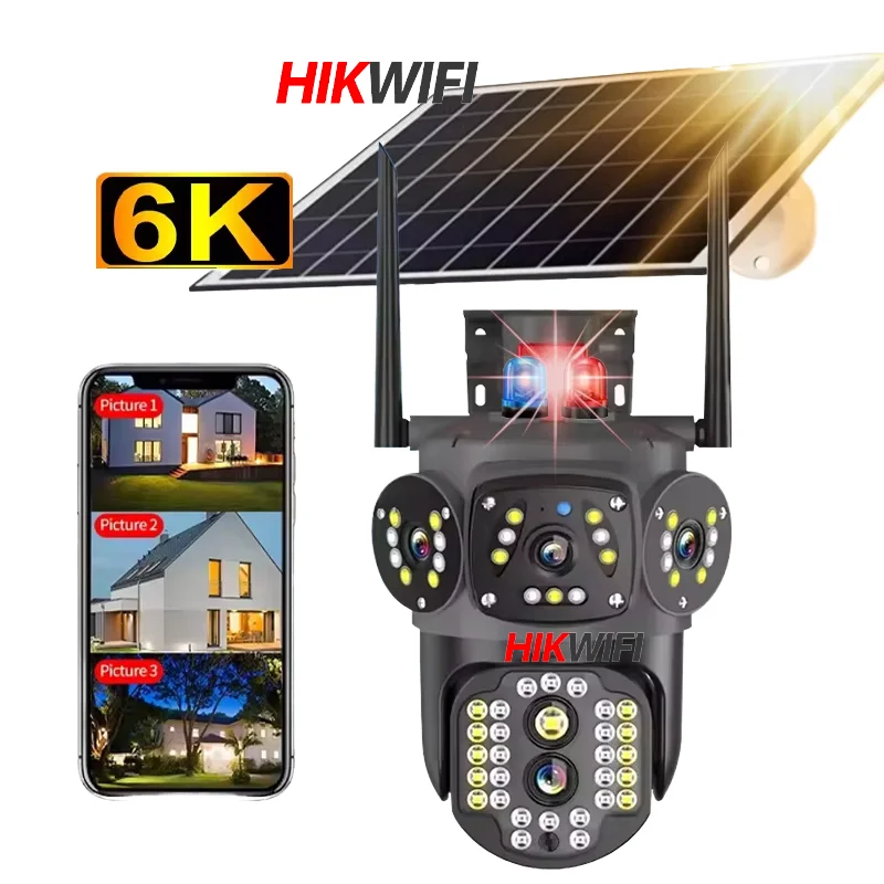 

HIKWIFI Ultra HD 6K 12MP Solar Panel Camera 4G Sim Card V380Pro 10x Optical Zoom Motion Detection Wide Angle Night Vision CMOS
