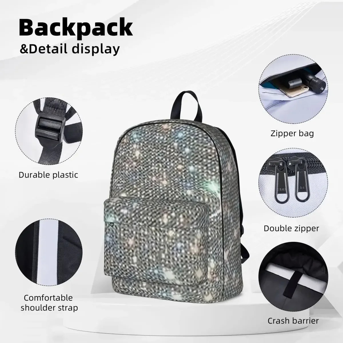 All That Glitters Backpack Fashion Student School Bag Laptop Rucksack Travel Rucksack Large Capacity Bookbag