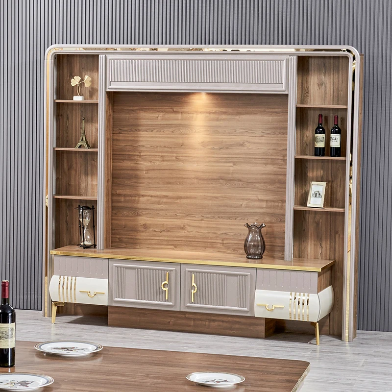 Modern Luxury Wooden TV Stand Wall Side Display Cabinet Wooden Storage Home Furniture Living Room TV Display Cabinet