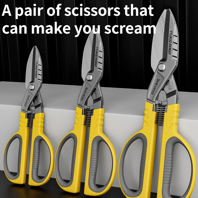 Tin Snips for Industrial Use: Strong Scissors for Iron Sheet, Aluminum, Buckle Plate, Stainless Steel & Wire
