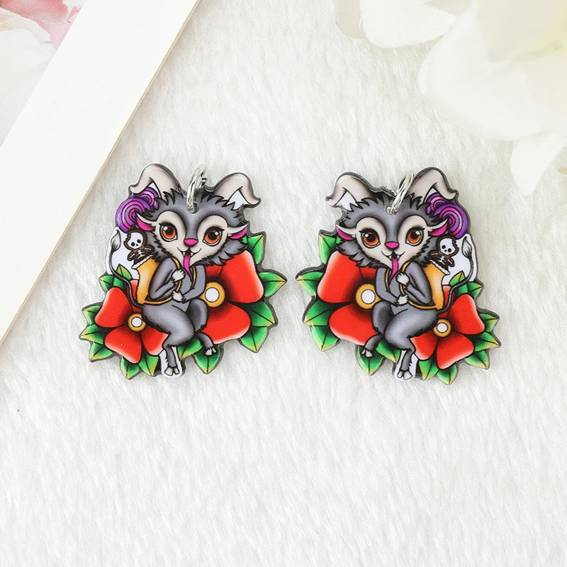 8Pcs Halloween Charms Creative Acrylic  OUIJA Sheep Pendant For Keychain Necklace Jewelry Diy Making