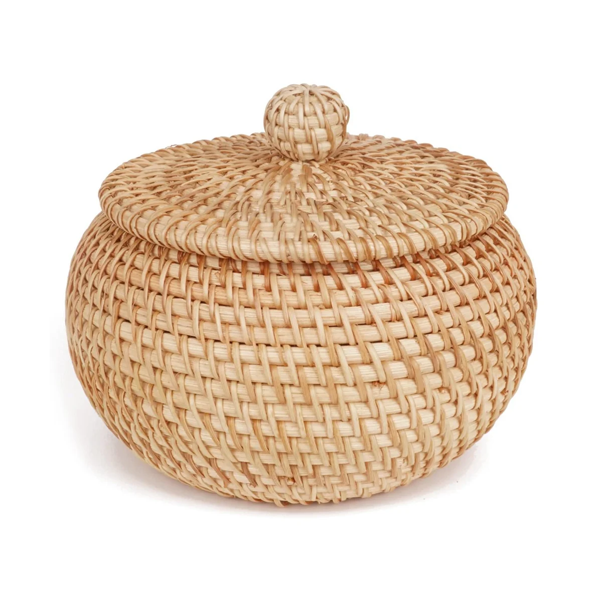 

Rattan Round Basket with Lid, Rattan Storage Basket with Lid, Bread Food Basket Fruit Snacks Basket for Table Shelf