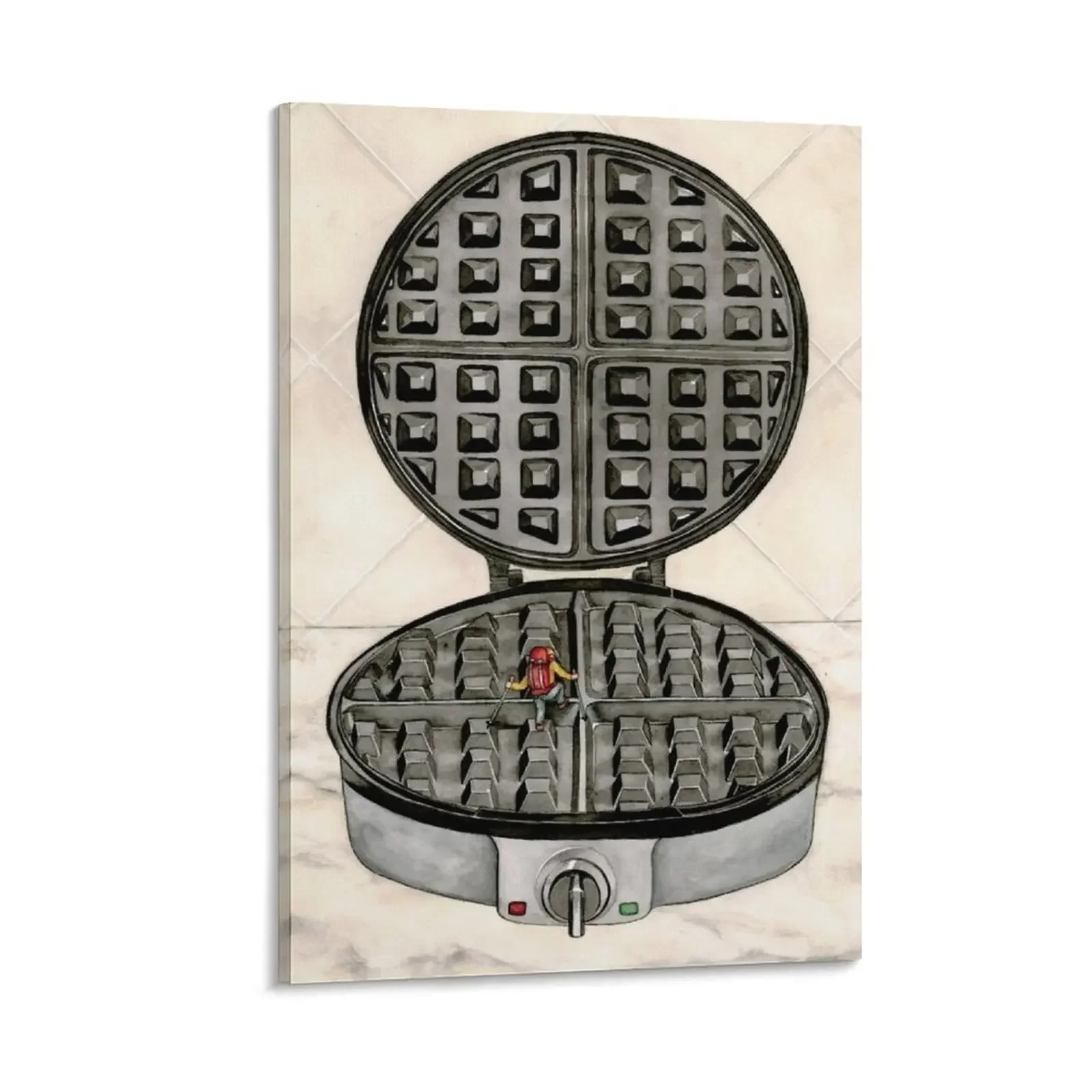 

Waffle Iron Backpacking, Surrealist Kitchen Watercolor Painting Canvas Painting Decoration poster anime