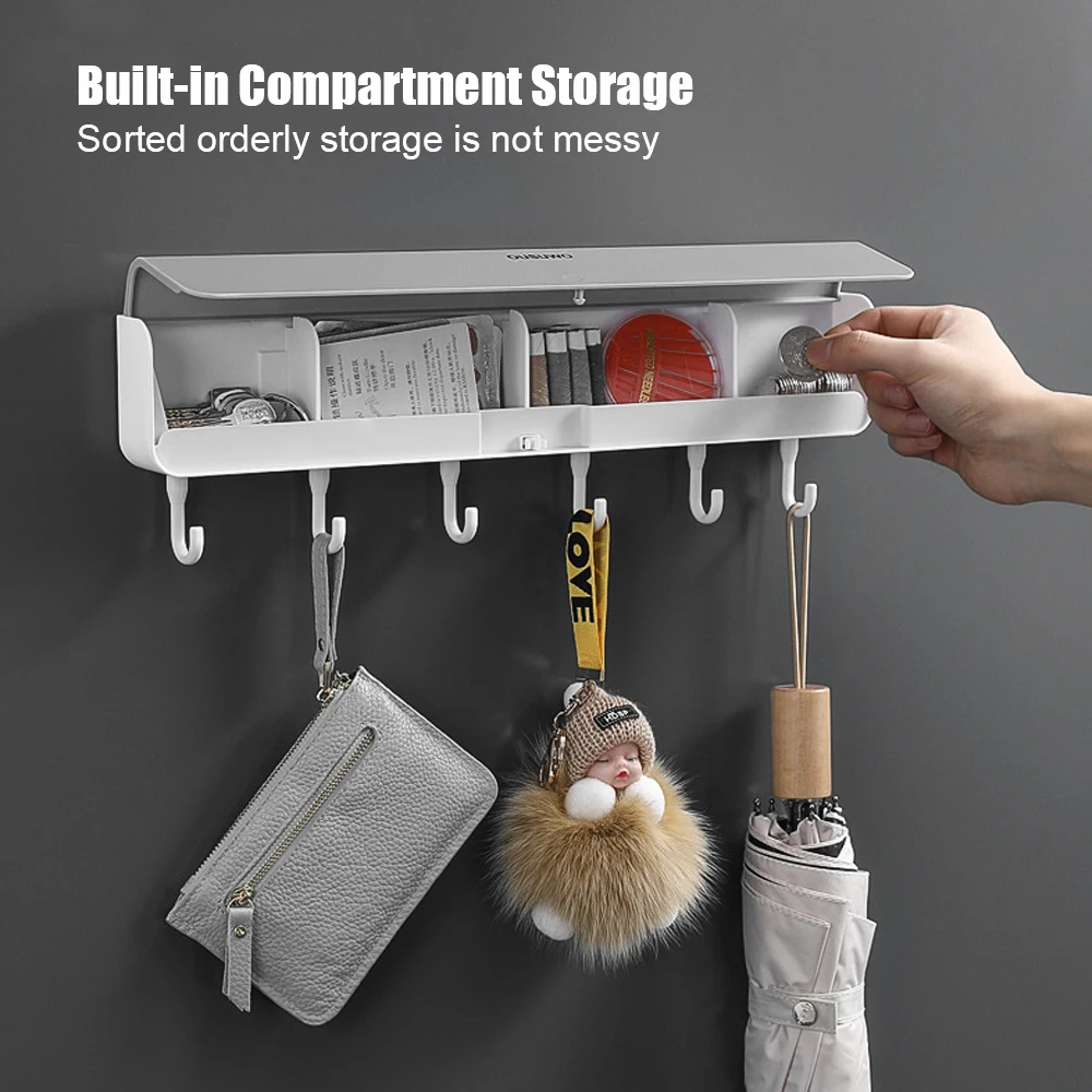 Punch-Free Shelf Storage Box Wall-Mounted With Hook Bathroom Accessories Storage Rack For Bathroom Door Clothes Key Organizer