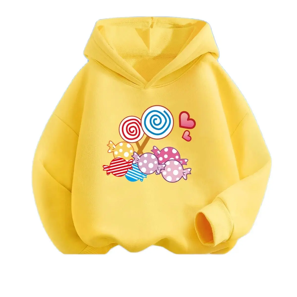 Candy Lollipop Pattern Hoodie For Girl Spring Autumn Fashion Cute Style Long Sleeve Hooded Sweatshirts