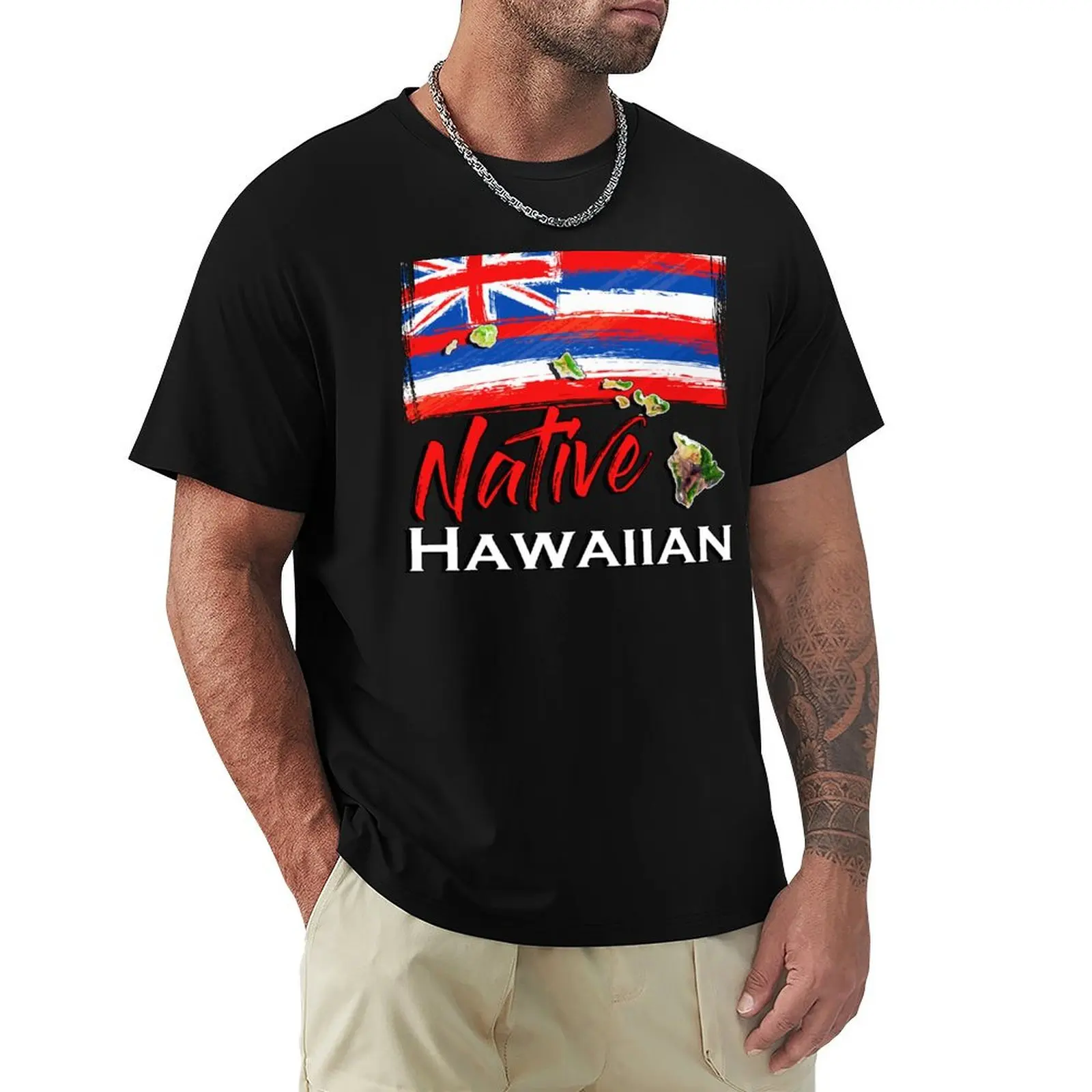 Hawaiian Islands - Hawaii Flag Native Hawaiian T-Shirt Running Gym Short Sleeve Sports Tee