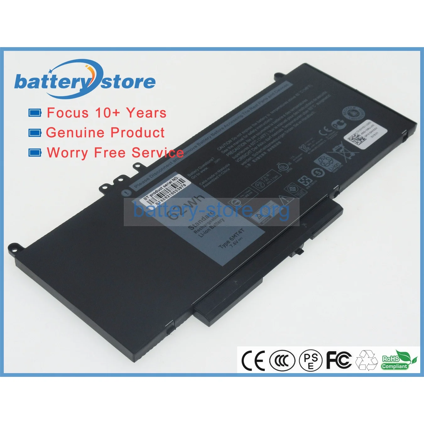 

Genuine Original Laptop Batteries for 7V69Y,79VRK,WYJC2,R9XM9,P48F,HK6DV,P37F,451-BBLN,P48G,ROTMP,F5WW5,K3JK9,7.6V,6 Cell