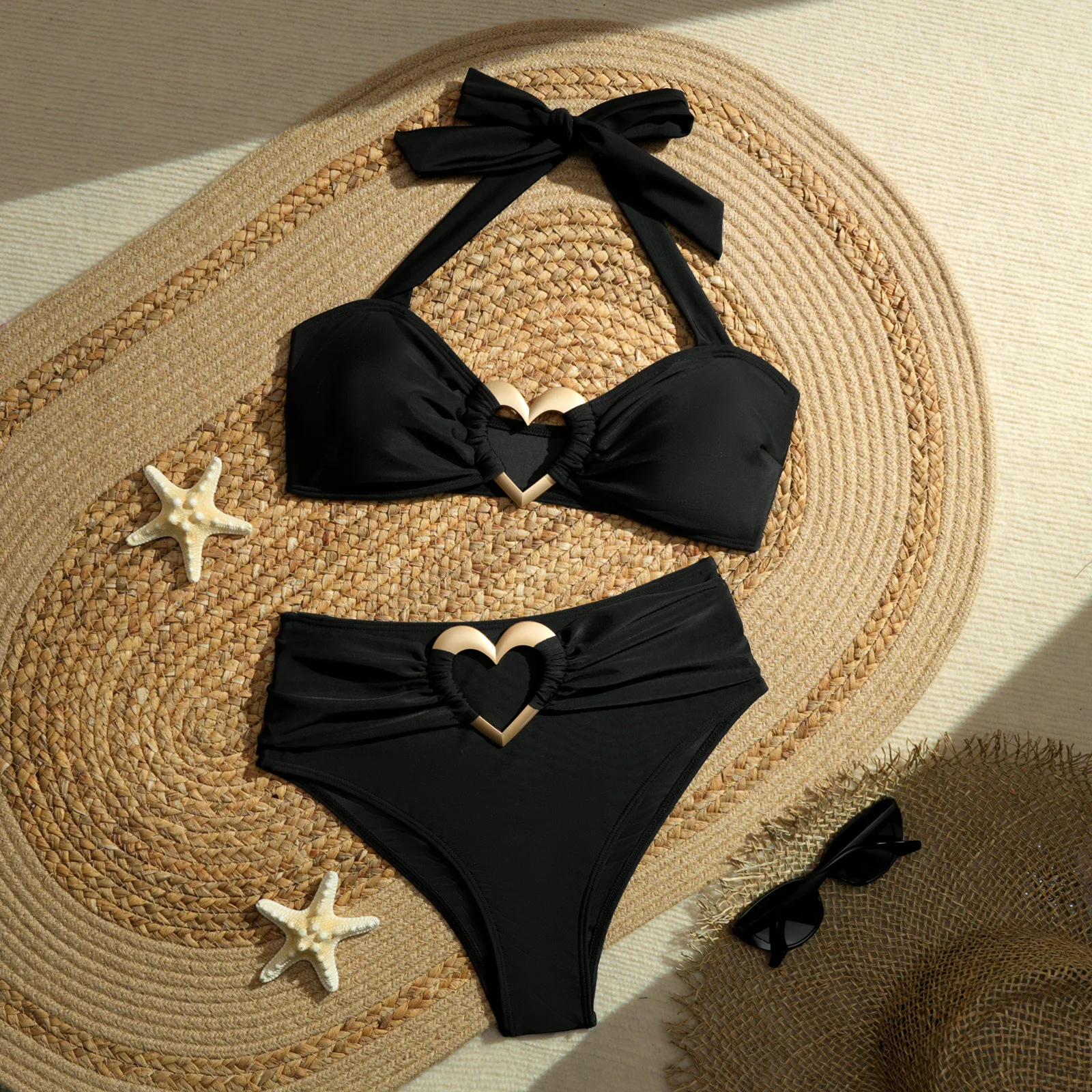 

Summer Solid Black Sexy Swimsuits Push Up Bikini Female Swimwear 2025 Beach Wear Brazilian Bikinis Women Swim Bathing Suit