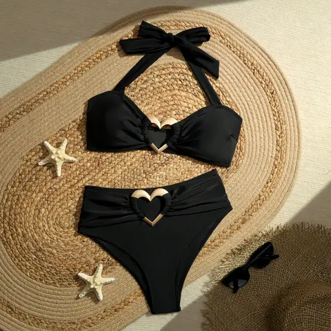 Été solide noir Sexy maillots de bain Push Up Bikini maillot de bain pour femme 2025 vêtements de plage Bikinis brésiliens femmes maillot de bain