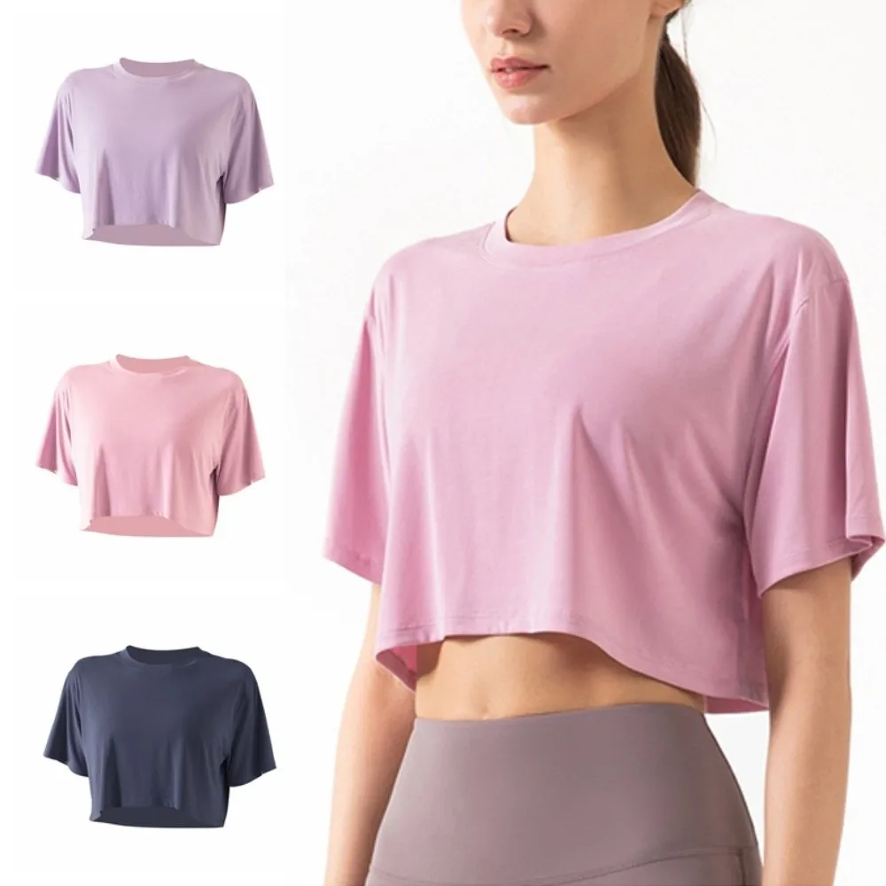 

Loose Fit Yoga Sports Tops T-shirts Short-Sleeved Exercise Crop Top Comfortable Breathable Fitness Clothes Sports Activities