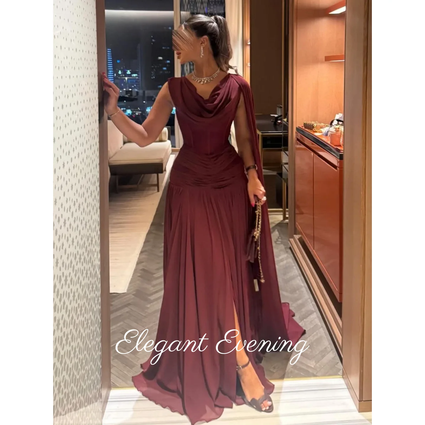 

Red Modern Evening Dresses V Neck Side Split Vestidos De Fiesta Customized Formal Prom Dresses Bow Formal Birthday Dress